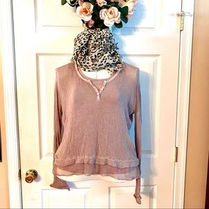 Sz 1x 2pc light mauve sweater over matching tank